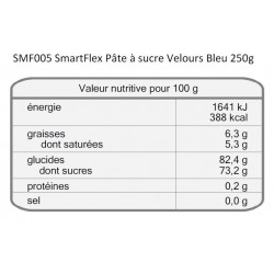 Pâte à sucre Smartflex 250 g - Velours bleu - Valeurs nutritionnelles