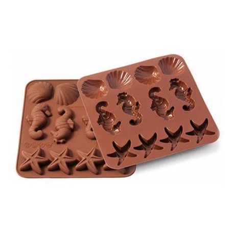 Moule à chocolat en silicone Etoiles, coquillages et Hippocampes