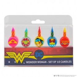 Lot de 10 bougies d'anniversaire "Wonderwoman" - DC Comics