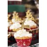 12 toppers pour cupcakes dorés "rennes de Noël"