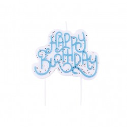 Bougie d'anniversaire "Happy Birthday" pailletée - Couleurs au choix