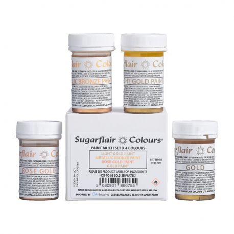 Set de 4 peintures alimentaires métalliques