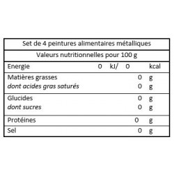 Set de 4 peintures alimentaires métalliques