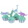 24 Caissettes à cupcakes et toppers "dinosaure"