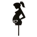 Cake Topper noir "femme enceinte" - 16 x 6 cm