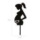 Cake Topper noir "femme enceinte" - 16 x 6 cm