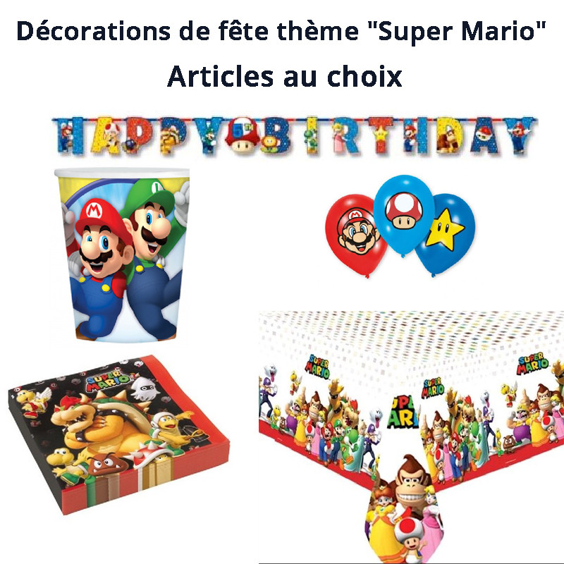 Décoration de Fête de Super Mario 6 Ans, Decoration Anniversaire