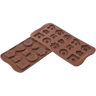 Moule pour Chocolat Forme Boutons 15 Cavités Silicone Marron