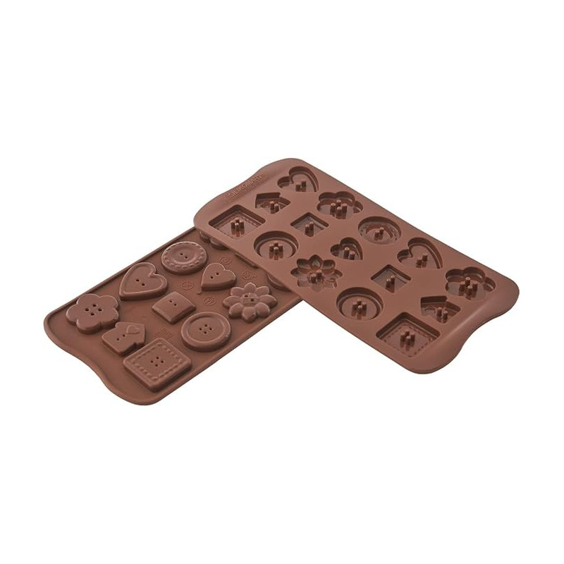 Moule pour Chocolat Forme Boutons 15 Cavités Silicone Marron