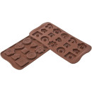 Moule pour Chocolat Forme Boutons 15 Cavités Silicone Marron