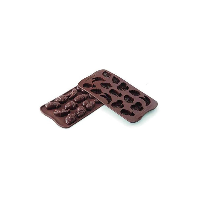 Moule en Silicone, Thème Fruits pour Chocolat, Marron, 2 x 10,5 x 21,5 cm