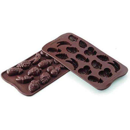 Moule en Silicone, Thème Fruits pour Chocolat, Marron, 2 x 10,5 x 21,5 cm