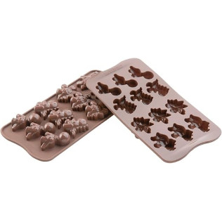 Silikomart Moule à Chocolat Forme Dino 12 Cavités Silicone Marron