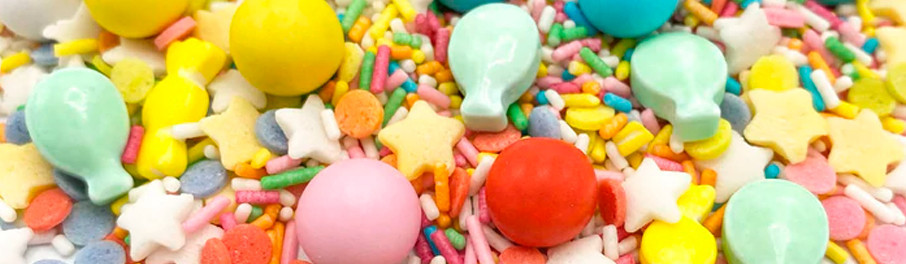 Assortiments confettis en sucre pour déco de gâteau sur Feeriecake.fr